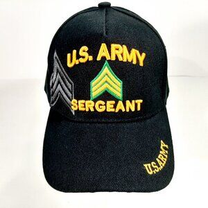 US Army Sergeant Men's Ball Cap Hat Black Embroidered